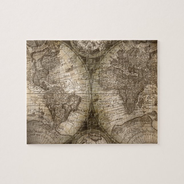 Antique Historical Old World Atlas Map Continents Jigsaw Puzzle (Horizontal)