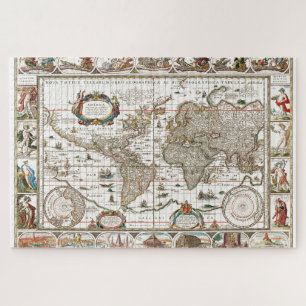 Antique Historical Old World Atlas Map Continents Jigsaw Puzzle