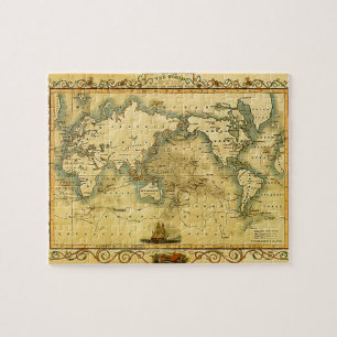 Antique Historical Old World Atlas Map Continents Jigsaw Puzzle