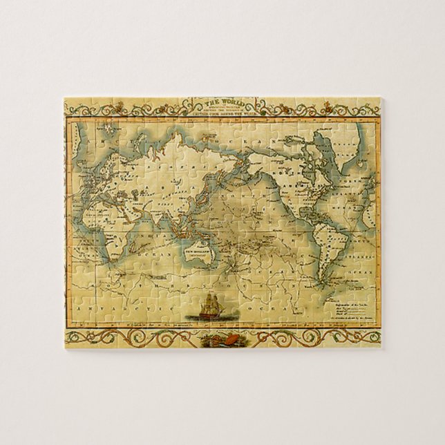 Antique Historical Old World Atlas Map Continents Jigsaw Puzzle (Horizontal)
