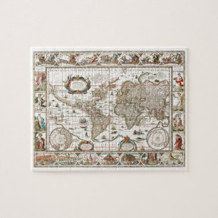 Antique Historical Old World Atlas Map Continents Jigsaw Puzzle