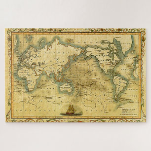 Antique Historical Old World Atlas Map Continents Jigsaw Puzzle