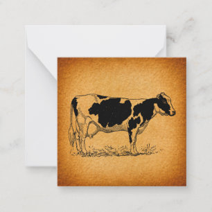 Antique Holstein Cow Farm Animal Illustration Card