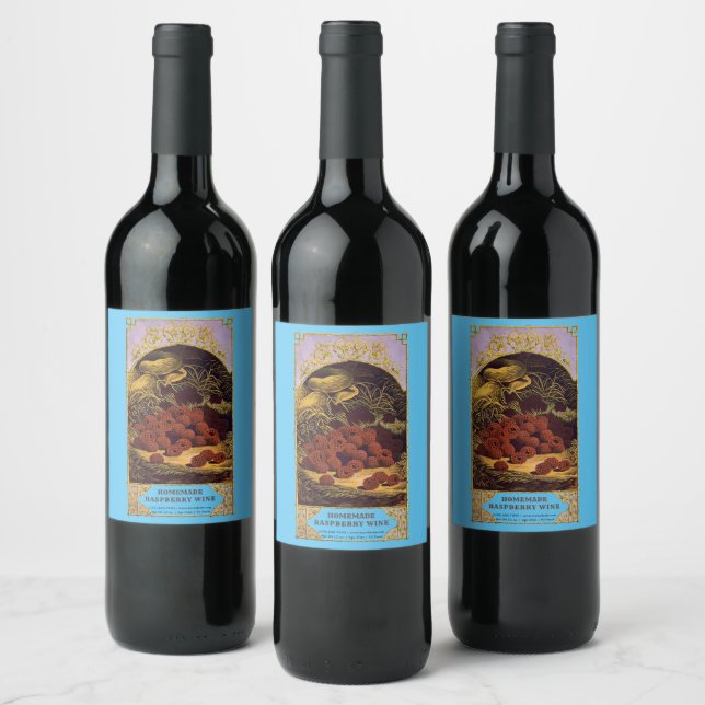 Antique Homemade Raspberry Wine Label Template (Bottles)