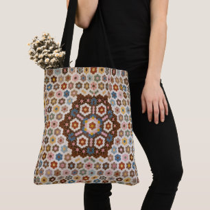 Antique Honeycomb Quilt Pattern - Folk Art Crafty Tote Bag