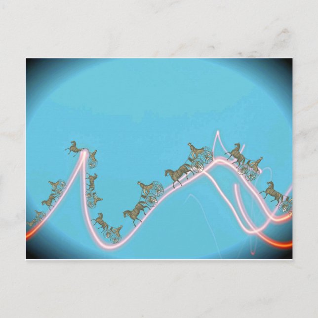 Antique Horse and Buggy 1870 Fantasy Trip on Neon Postcard (Front)