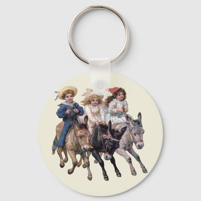Antique horse pony children art key ring (Front)