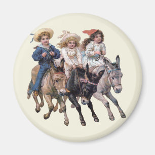 Antique horse pony children art magnet