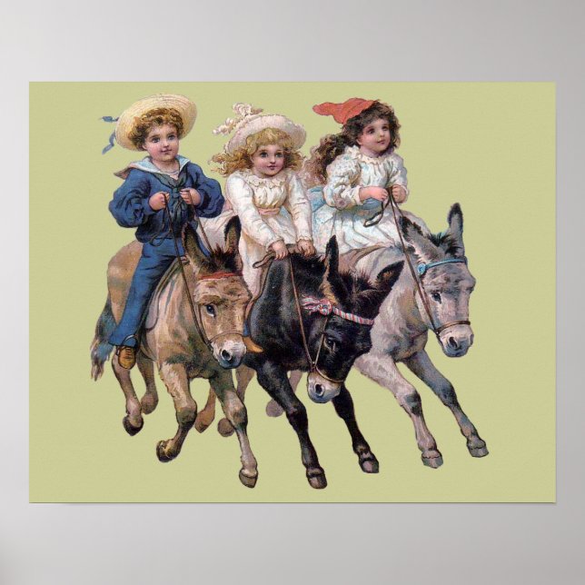 Antique horse pony children art poster (Front)