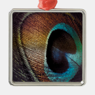 Antique Hues Peacock Feather Eye Metal Tree Decoration