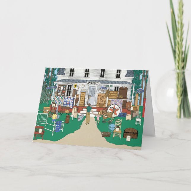Antique Hunting Greeting Card (Front)