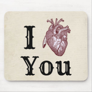 Antique I Heart You Mouse Pad