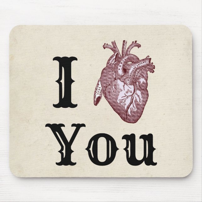 Antique I Heart You Mouse Pad (Front)
