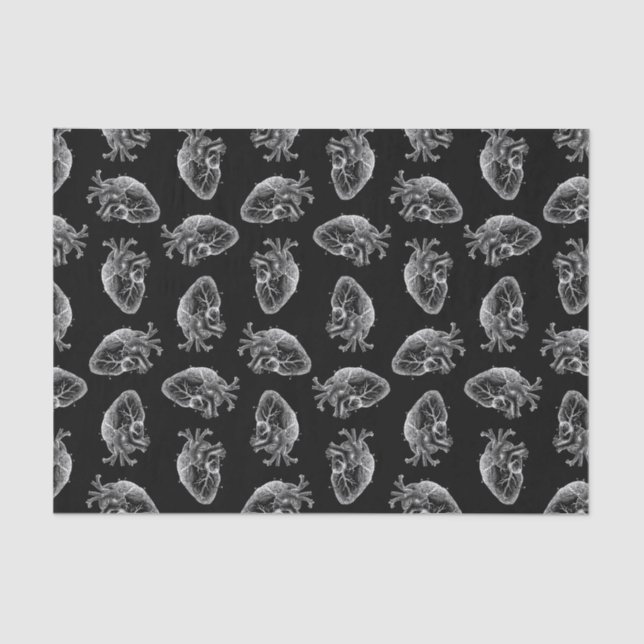 Antique Illustrated Hearts Pattern Vintage Heart Tissue Paper (Front)