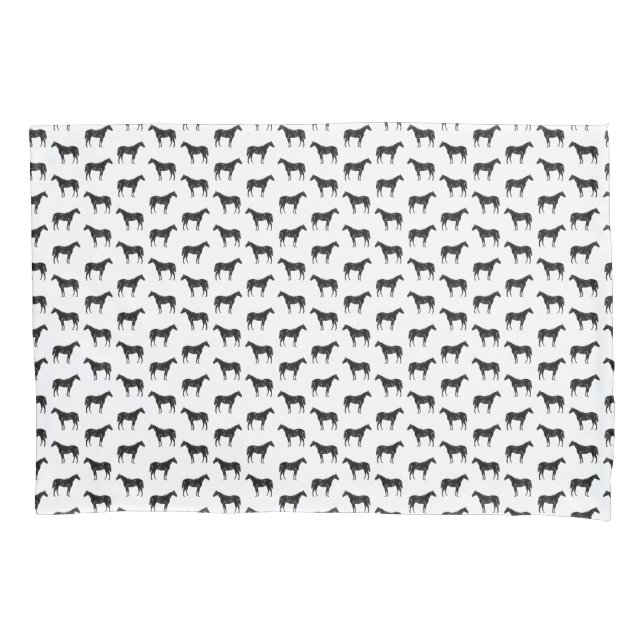 Antique Illustrated Horses CUSTOM BACKGROUND COLOR Pillowcase (Front-Left)