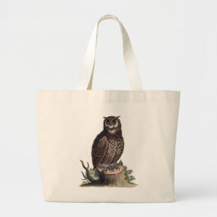 Antique Illustration of an Owl on Tote Bag