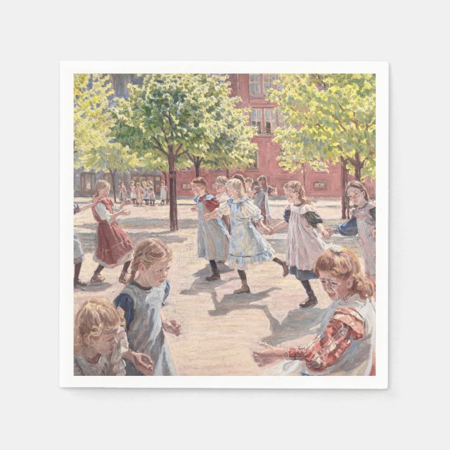Antique Impressionist Sun Drenched Park Art Napkin (Front)