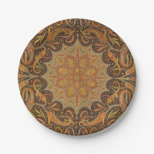 Antique Indian Boteh Pattern Paper Plate