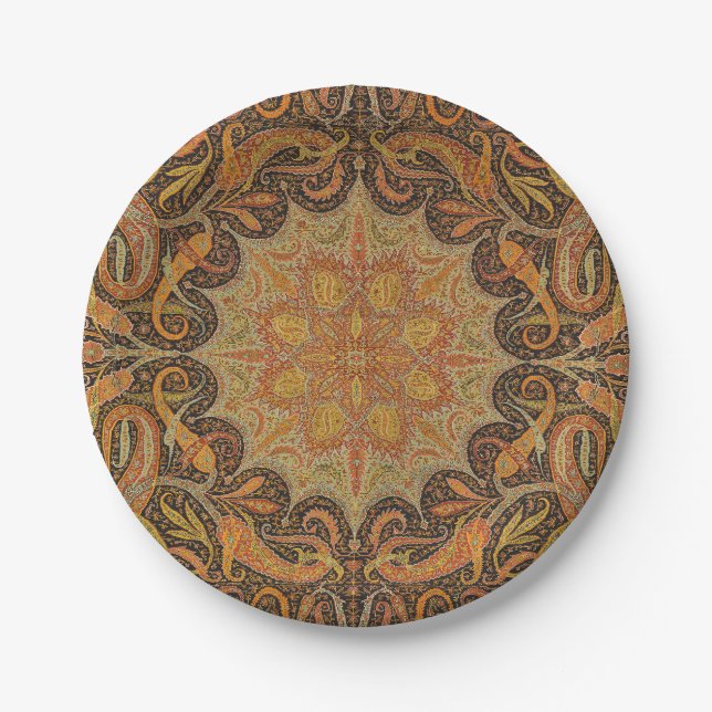 Antique Indian Boteh Pattern Paper Plate (Front)