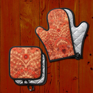 Antique Indian textile design Oven Mitt & Pot Holder Set