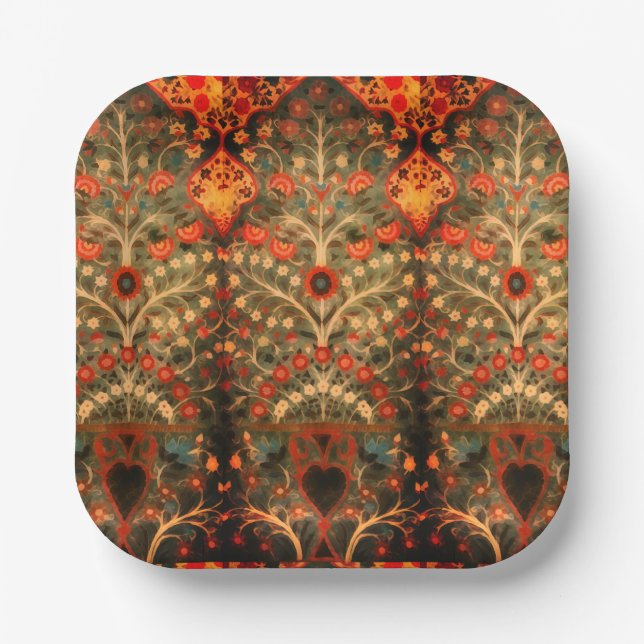 Antique  Indian  textile  design  Paper Plate (Front)