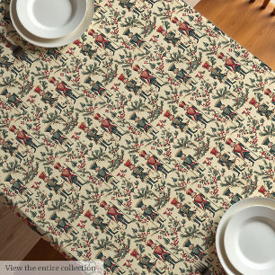Antique-inspired tablecloth vintage nutcrackers