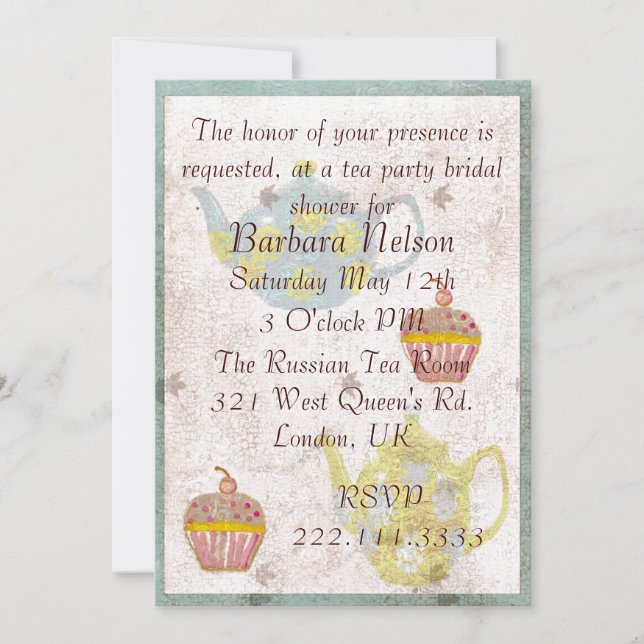 Antique Inspired Tea Party Invitation (Front)