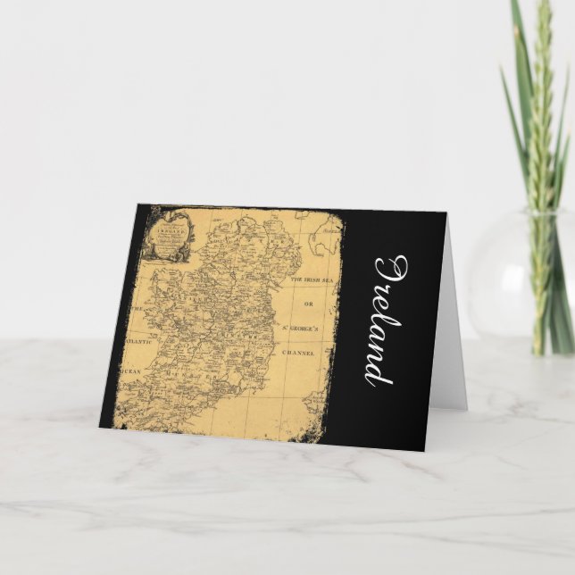 Antique Ireland Map Greeting Card (Front)