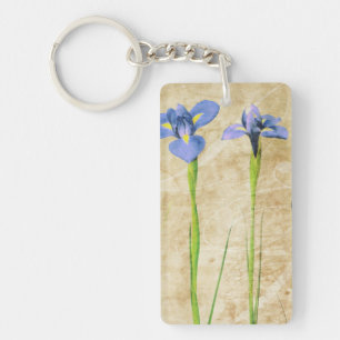 Antique Irises - Vintage Iris Background Customise Key Ring