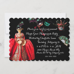 ANTIQUE ITALIAN PUPPETS MASQUERADE COSTUME PARTY INVITATION
