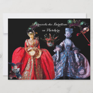 ANTIQUE ITALIAN PUPPETS MASQUERADE COSTUME PARTY INVITATION