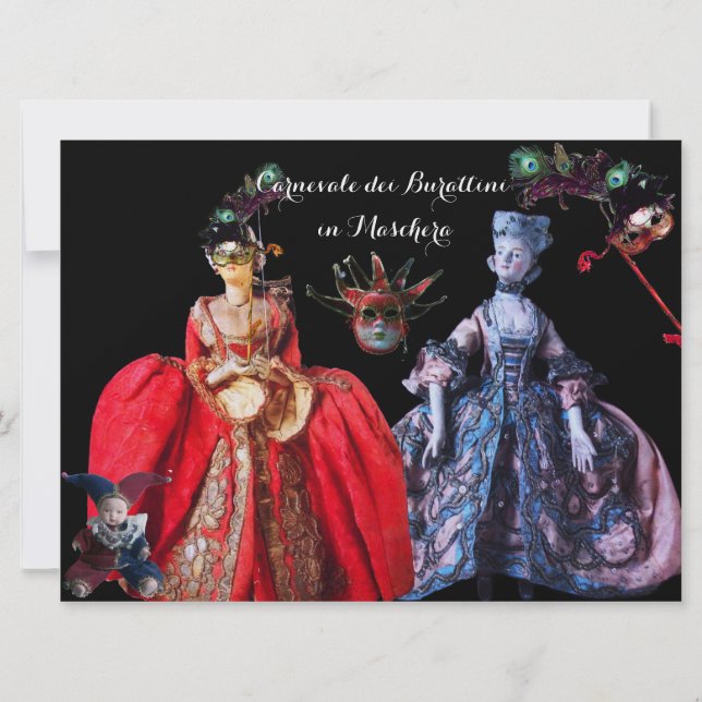 ANTIQUE ITALIAN PUPPETS MASQUERADE COSTUME PARTY INVITATION (Back)