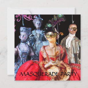 ANTIQUE ITALIAN PUPPETS MASQUERADE COSTUME PARTY INVITATION