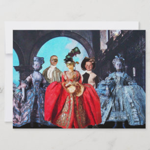 ANTIQUE ITALIAN PUPPETS MASQUERADE COSTUME PARTY INVITATION