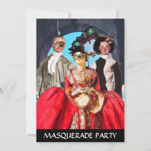 ANTIQUE ITALIAN PUPPETS MASQUERADE COSTUME PARTY INVITATION