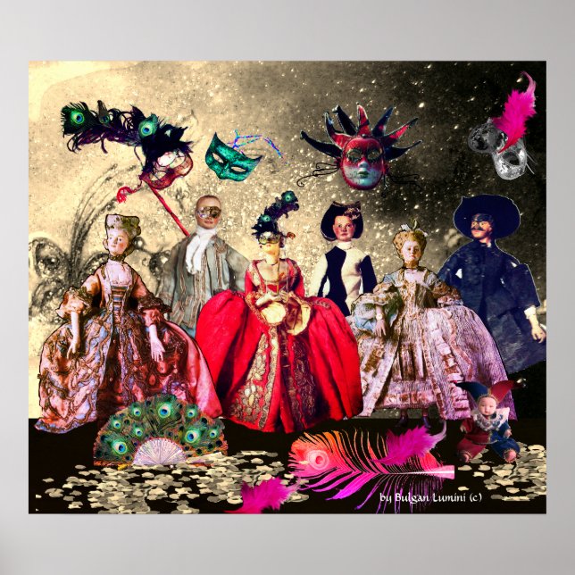 ANTIQUE ITALIAN PUPPETS MASQUERADE COSTUME PARTY POSTER (Front)
