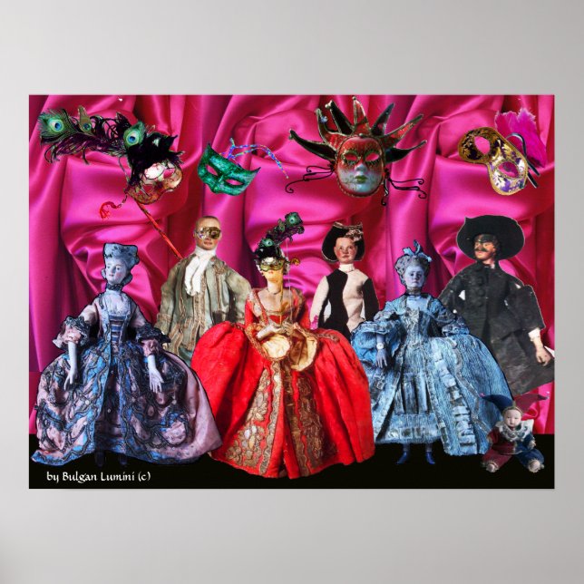 ANTIQUE ITALIAN PUPPETS MASQUERADE COSTUME PARTY POSTER (Front)