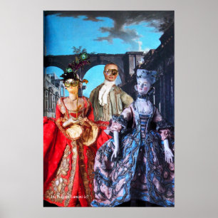 ANTIQUE ITALIAN PUPPETS MASQUERADE COSTUME PARTY POSTER