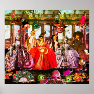 ANTIQUE ITALIAN PUPPETS MASQUERADE COSTUME PARTY POSTER