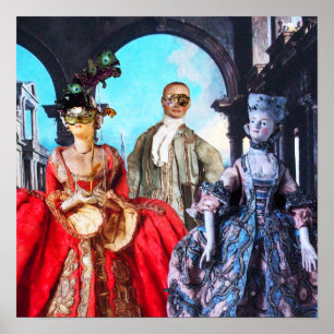 ANTIQUE ITALIAN PUPPETS MASQUERADE COSTUME PARTY POSTER