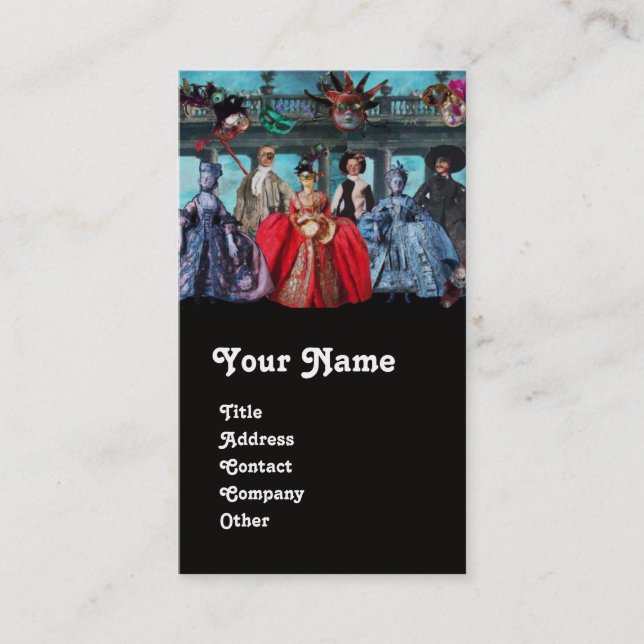 ANTIQUE ITALIAN PUPPETS MASQUERADE MASKS,COSTUMES BUSINESS CARD (Front)