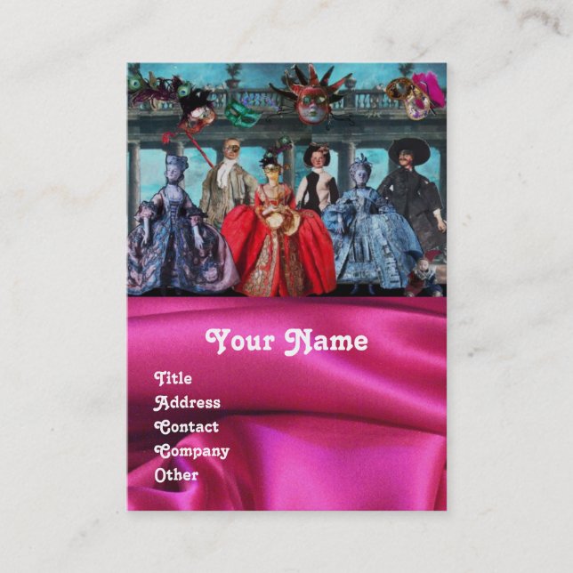 ANTIQUE ITALIAN PUPPETS MASQUERADE MASKS,COSTUMES BUSINESS CARD (Front)
