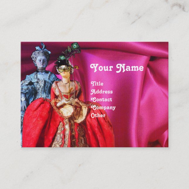 ANTIQUE ITALIAN PUPPETS MASQUERADE MASKS,COSTUMES BUSINESS CARD (Front)