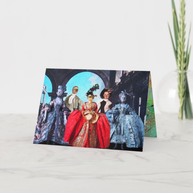 ANTIQUE ITALIAN PUPPETS MASQUERADE MASKS COSTUMES CARD (Front)