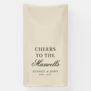 Antique Ivory Black Cheers Script Wedding Banner