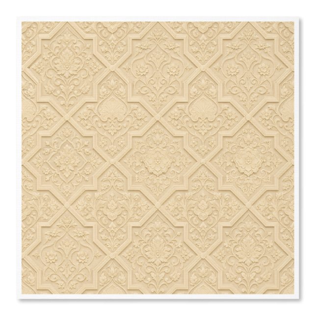 Antique Ivory Persian Floral Tile Wallpaper  (Front)
