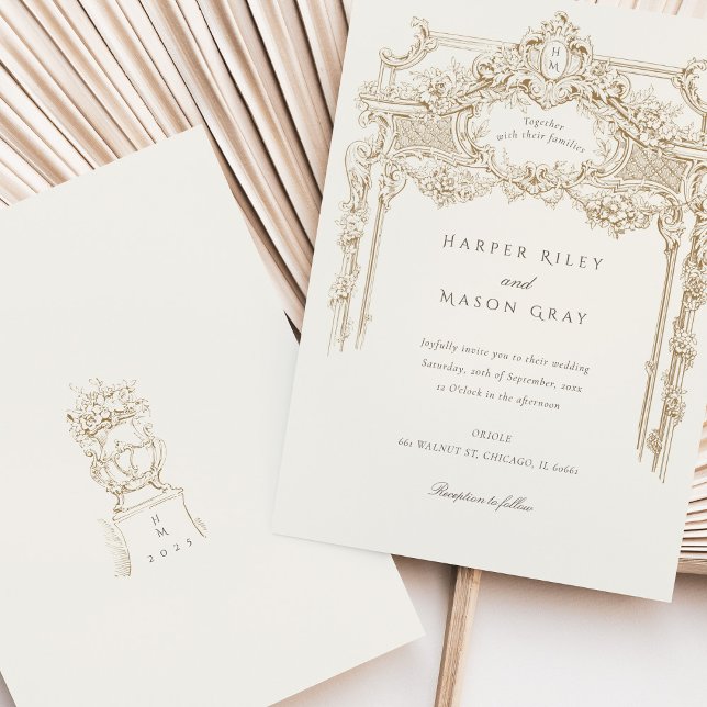 Antique Ivory Sepia Elegant Wedding Arch Invitation (Creator Uploaded)