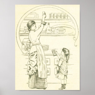 Antique Ivory soap ad —Victorian girl helping lady Poster