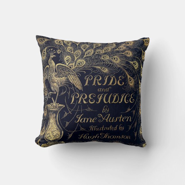 Antique Jane Austen Pride and Prejudice Peacock Cushion (Front)