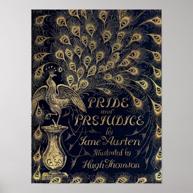 Antique Jane Austen Pride and Prejudice Peacock Poster (Front)
